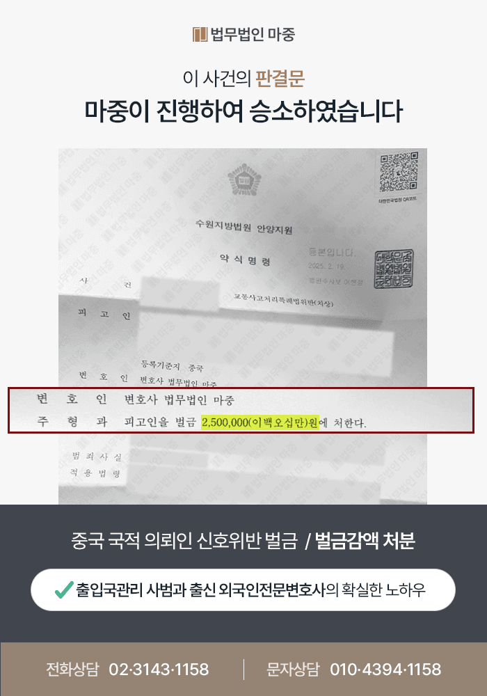 Criminal Defense for Foreigners Fined for a Traffic Signal Violation / Fine Reduction Decision